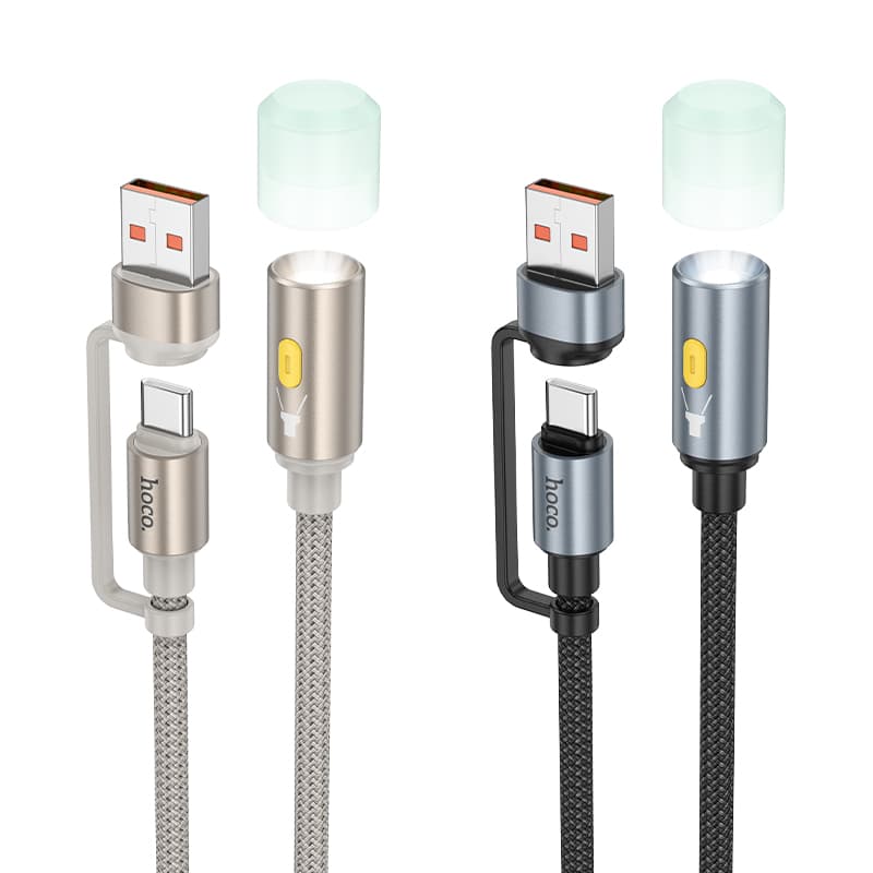 фото Портативный кабель-фонарик ночник Hoco UA38C 2в1 USB/Type-C USB-C to LED черный (не совместим с iPh и Sams)