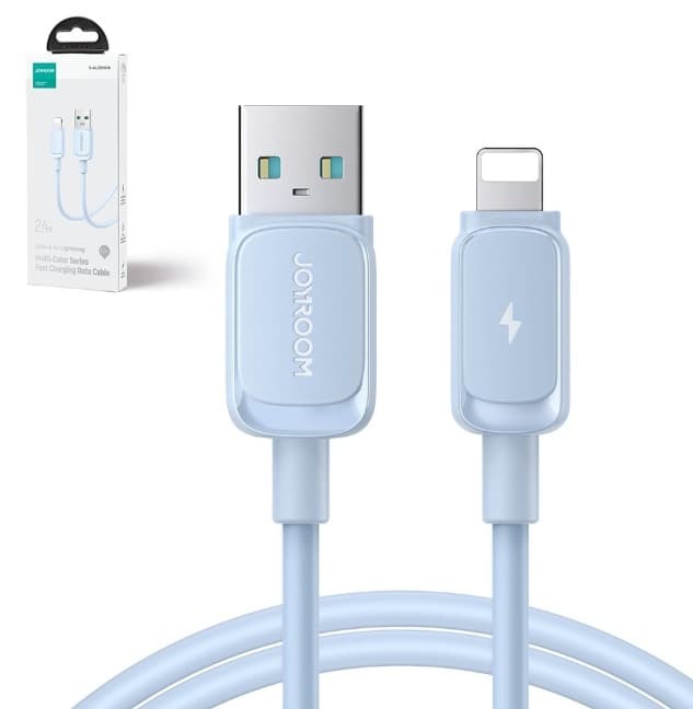 Кабель для зарядки iphone Lightning Joyroom S-A14 1.2м 3A силикон голубой Кабель для зарядки iphone Lightning Joyroom S-A14 1.2м 3A силикон голубой