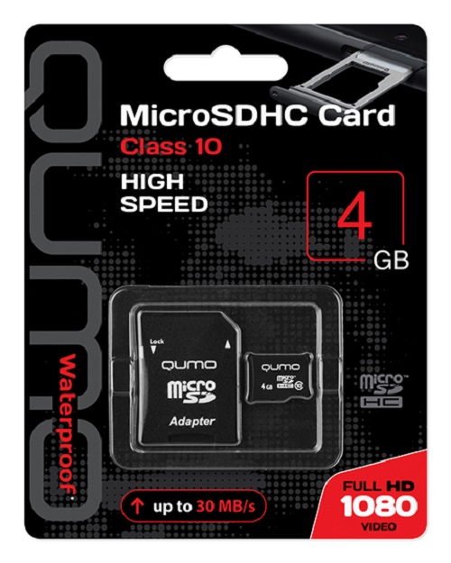 Изображение Карта памяти QUMO Micro SDHC Class 10 4Gb