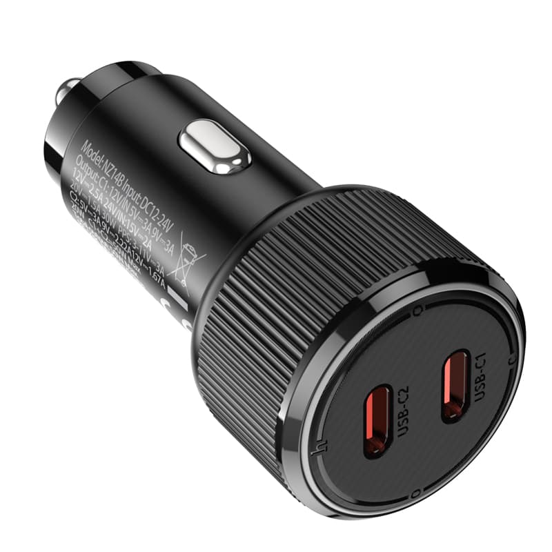 Изображение Автомобильное зарядное устройство HOCO NZ14B 50W PD 30W+PD 20W Type-C USB-C черное фото Автомобильное зарядное устройство HOCO NZ14B 50W PD 30W+PD 20W Type-C USB-C черное