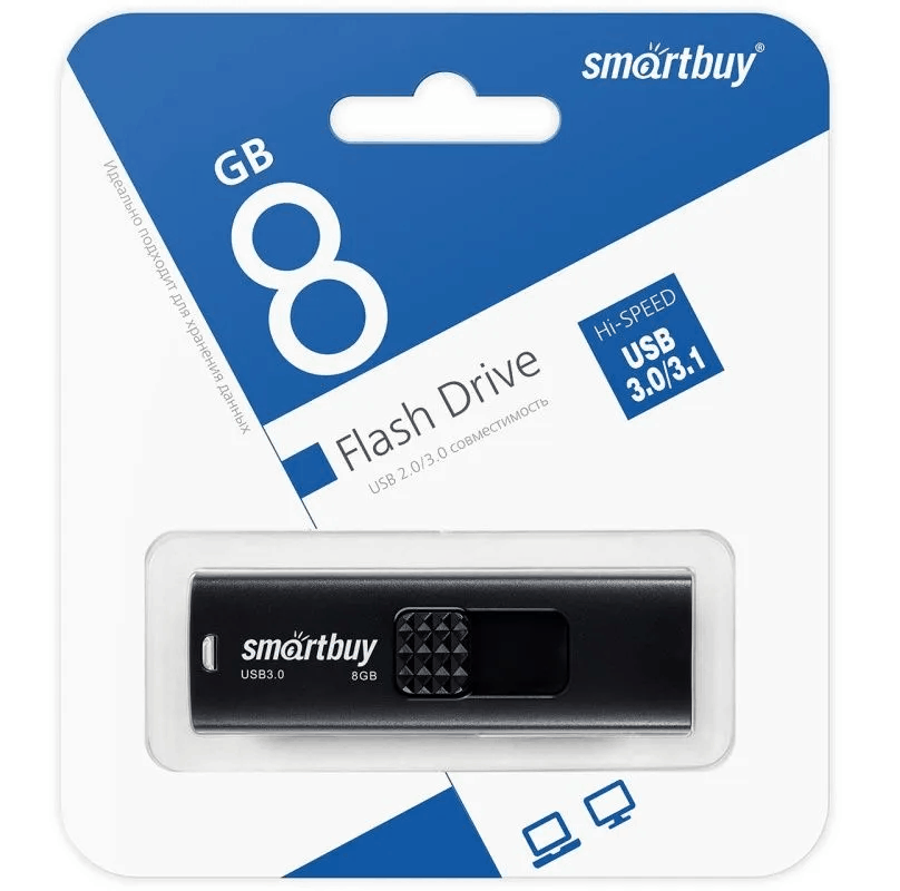 Изображение Флеш-накопитель Smartbuy Fashion USB 3.0/3.1 черный 8Gb Изображение Флеш-накопитель Smartbuy Fashion USB 3.0/3.1 черный 8Gb