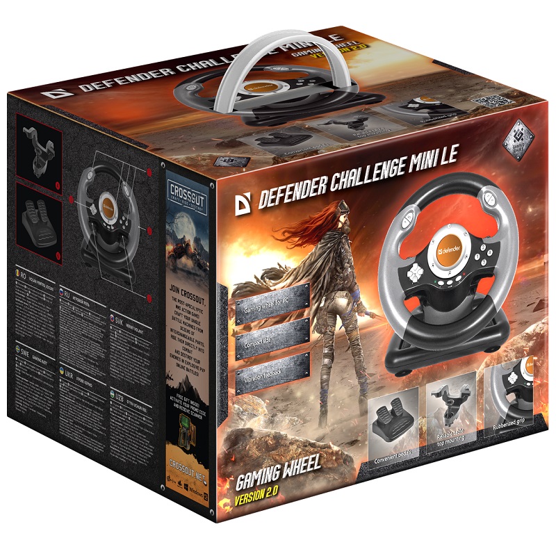 Игровой руль Defender Challenge Mini LE USB, мини, 10 кнопок Игровой руль Defender Challenge Mini LE USB, мини, 10 кнопок