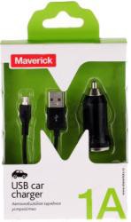 Автомобильное зарядное устройство Maverick + кабель micro 1A черный
