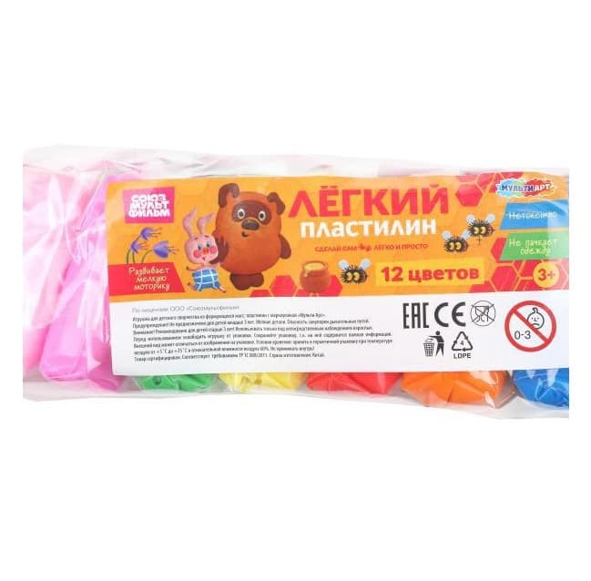 Легкий воздушный пластилин Союзмультфильм 12шт