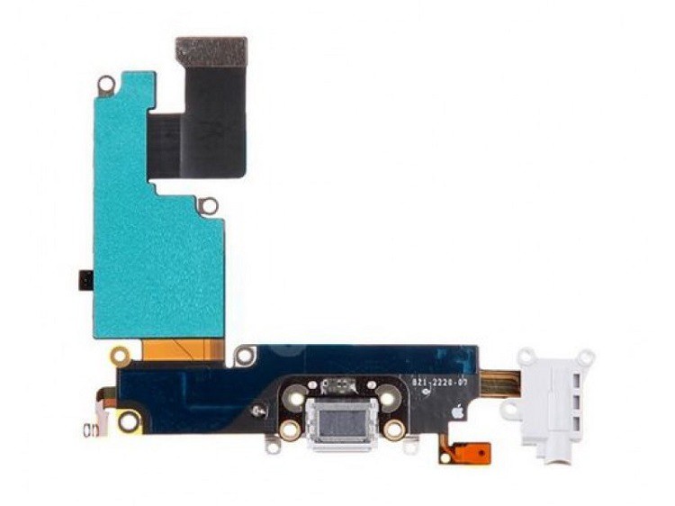 Шлейф для iphone 6S Plus на системный разъем/разъем гарнитуры/микрофон белый