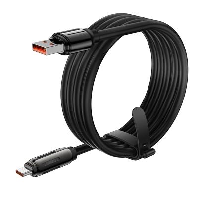 Кабель для зарядки Type-C USB HOCO U136 5A 1.2m RGB подсветка прочный силиконовый черный