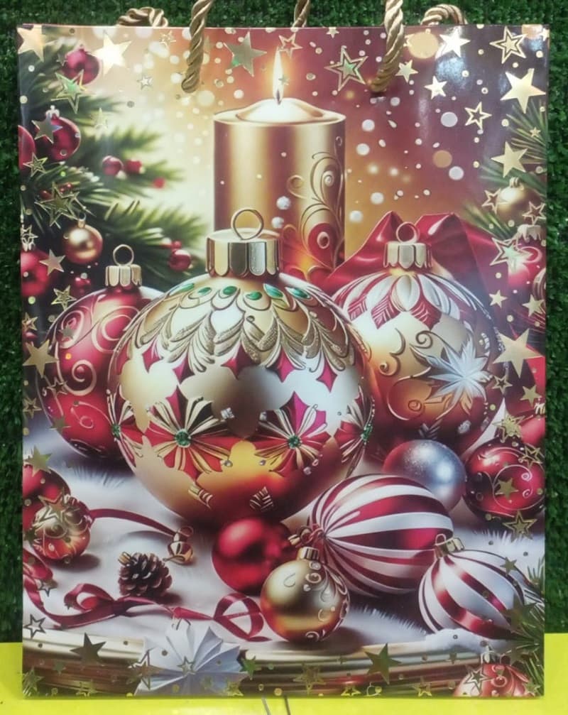 Пакет подарочный крафт 23х18х8 см новогодний "Шары" 79-S