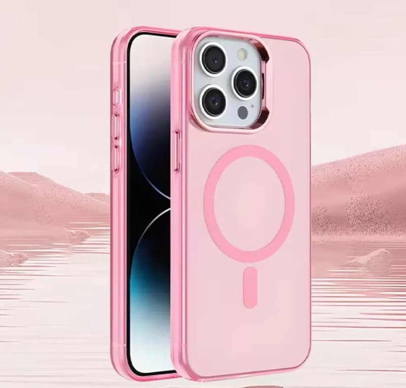 фото Чехол накладка для iphone 17 Pro Max (6.9) Magnetic силикон+пластик с магнитом для magsafe розовая