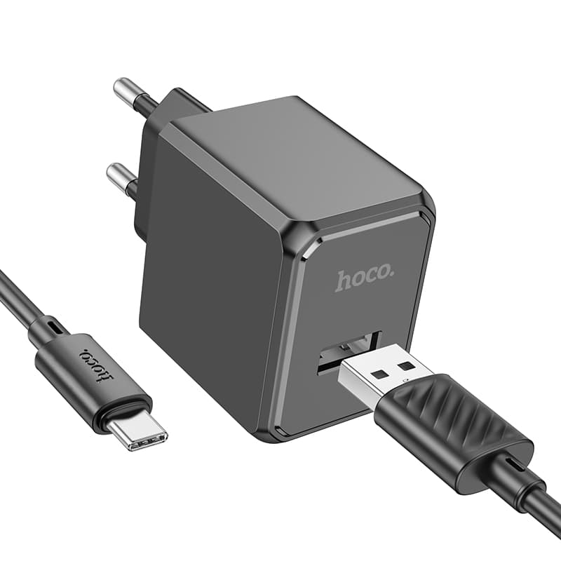 фото Сетевое зарядное устройство + кабель Type-C HOCO CS11A 1USB 2.1A 1м черный