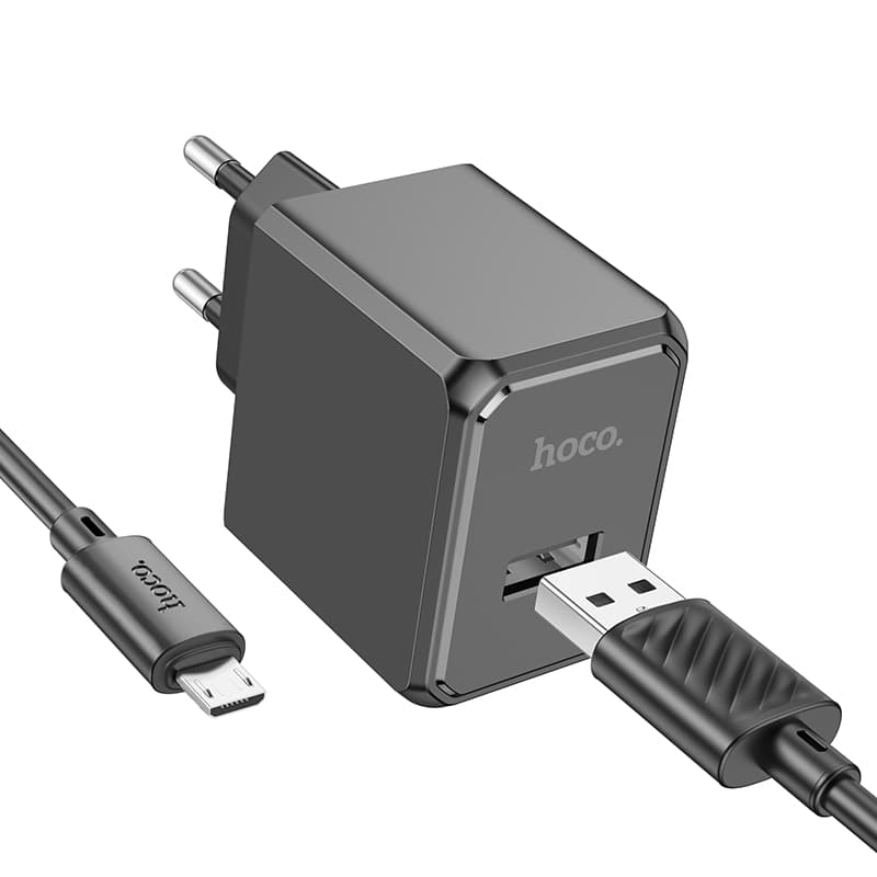 фото Сетевое зарядное устройство + кабель Micro USB HOCO CS11A 1USB 2.1A 1м черный
