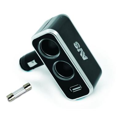 Разветвитель прикуривателя 12/24 2 выхода+USB CS211U AVS со светодиодным индикатором