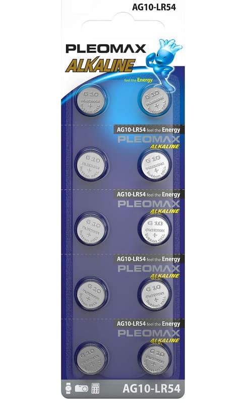 Батарейка Pleomax алкалиновая AG10-LR54 (389) LR1130 Батарейка Pleomax алкалиновая AG10-LR54 (389) LR1130