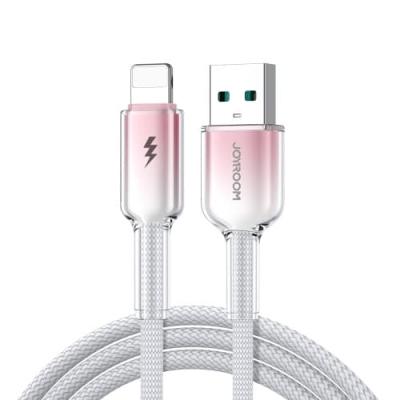Кабель для зарядки iphone Lightning Joyroom S-A42 1.2м 3A в оплетке градиент бело-розовый