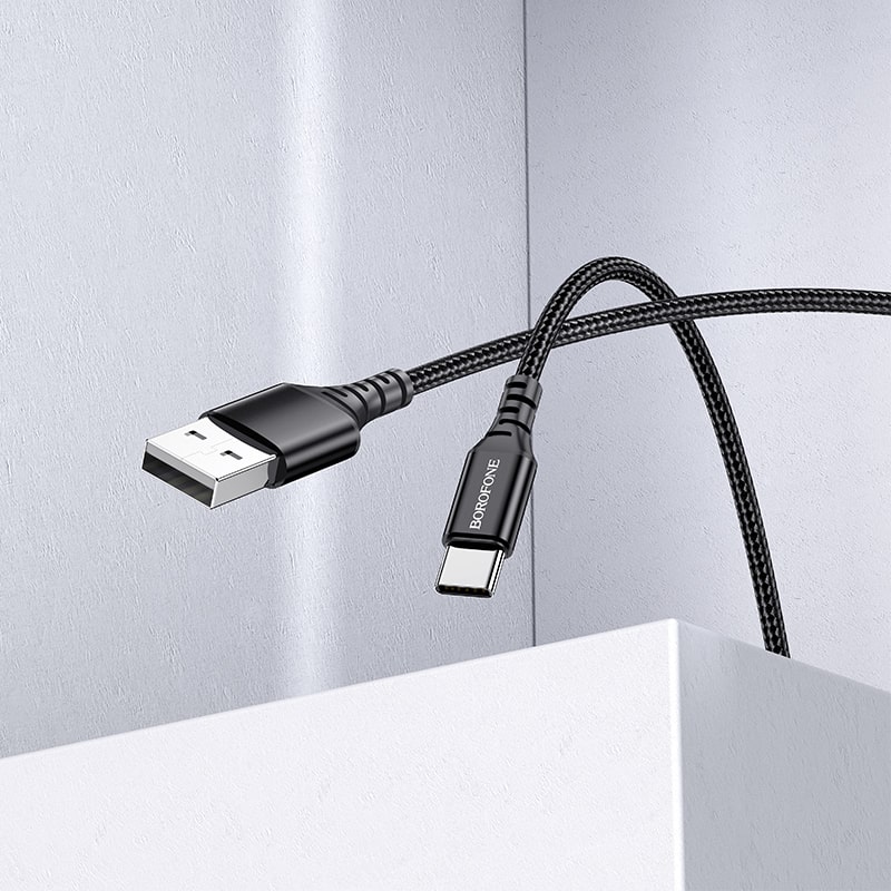 Кабель для зарядки Type-C USB Borofone BX54 плетеный черный