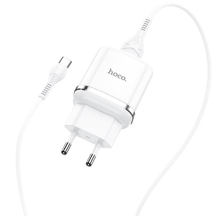 фото Сетевое зарядное устройство + кабель Type-C HOCO N3 1USB QC3.0 18W белый