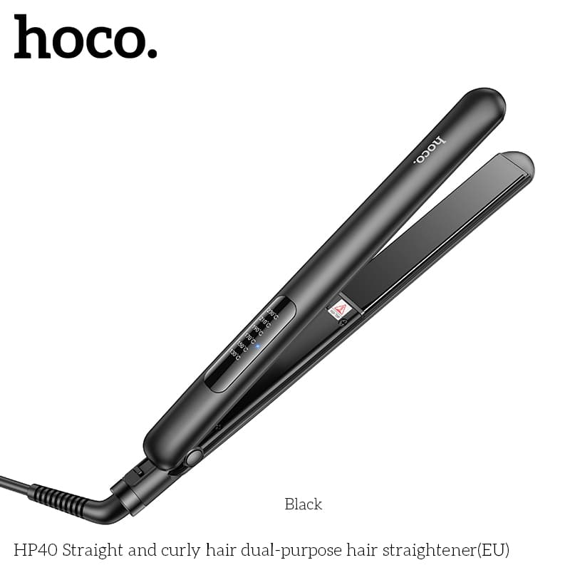 Выпрямитель для волос Hoco HP40 2в1 выпрямление и завивка черный