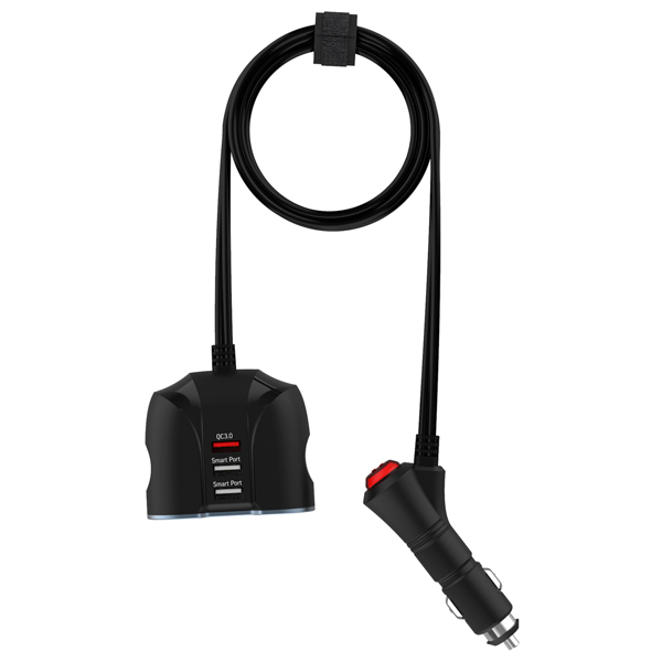 фото Разветвитель Ritmix RM-23XQC 2 прикуривателя 2USB+1USB QC3.0 черное