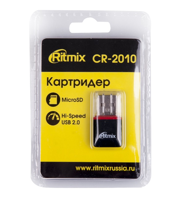 Картридер Ritmix MicroSD CR-2010 черный Картридер Ritmix MicroSD CR-2010 черный