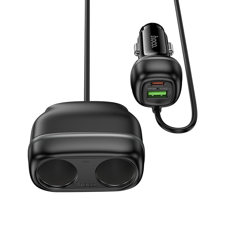Изображение Разветвитель HOCO Z59 2 прикуривателя + PD 30W + USB QC3.0 75см черный сайта akstel.ru фото Разветвитель HOCO Z59 2 прикуривателя + PD 30W + USB QC3.0 75см черный