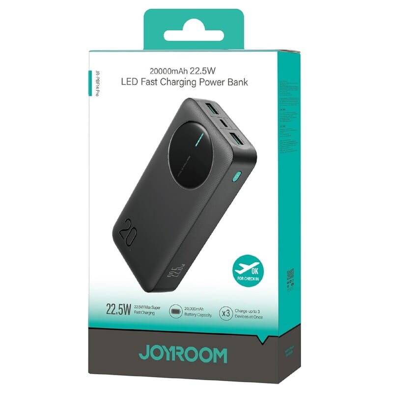 фото Внешний аккумулятор повербанк Power bank Joyroom JR-PBF14 Pro 20000mAh 22.5W с дисплеем черный