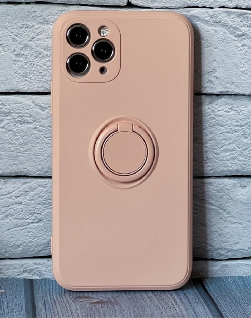 фото Чехол накладка для iphone 11 (6.1) силикон с магнитом и кольцом черная с защитой камеры