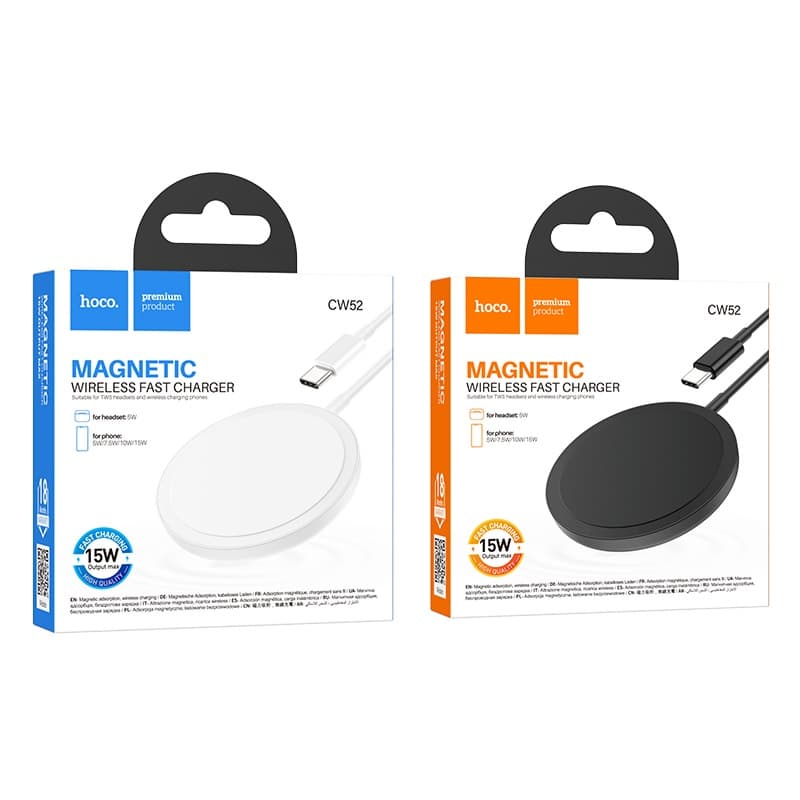 Изображение Беспроводное зарядное устройство магнитное MagSafe HOCO CW52 15W USB-C Type-C черное фото Беспроводное зарядное устройство магнитное MagSafe HOCO CW52 15W USB-C Type-C черное