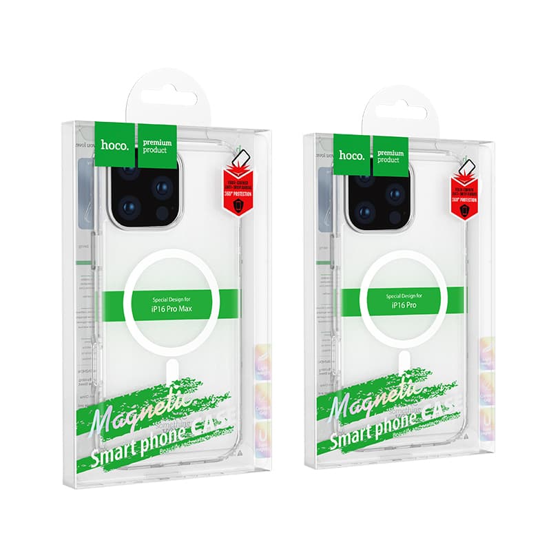 фото Чехол накладка для iphone 16 Pro Max (6.9) HOCO Armour magnetic защита углов силикон+пластик с магнитом для magsafe матовая черная