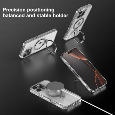 Чехол накладка для iphone 16 (6.1) SULADA Titanium силикон+пластик прозрачный с магнитом для magsafe и кольцом-держателем