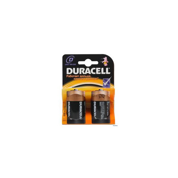 Батарейка Duracell алкалиновая LR20-2BL