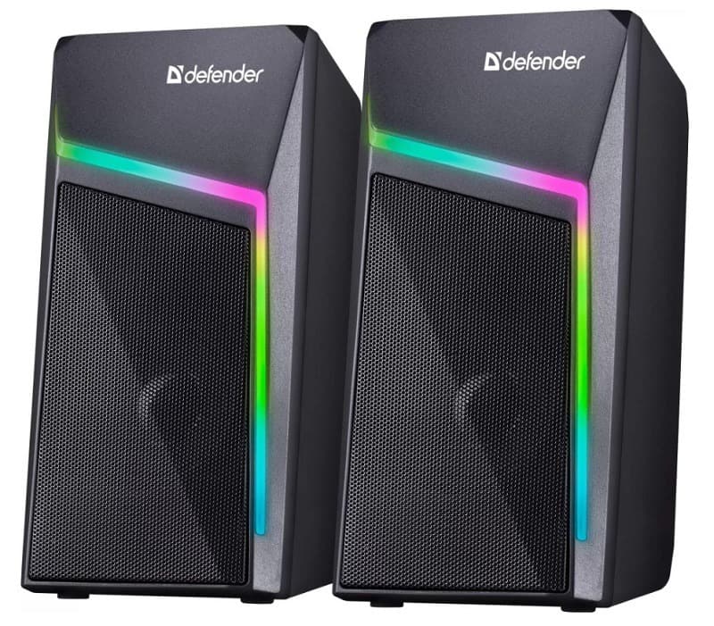 Акустическая система 2,0 DEFENDER Stellar, 6 Вт, питание от USB, черная с подсветкой