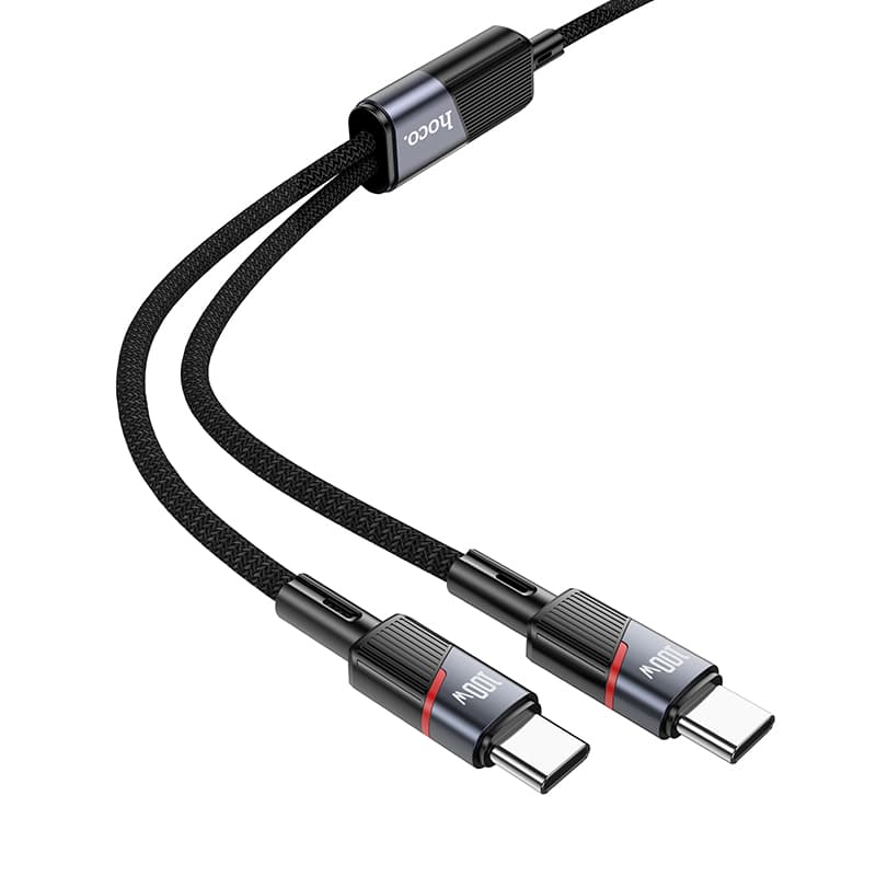 Кабель для зарядки 2 в 1 Type-C to Type-C 100W / Type-C to Type-C PD 100W HOCO U139 1.2м черный Кабель для зарядки 2 в 1 Type-C to Type-C 100W / Type-C to Type-C PD 100W HOCO U139 1.2м черный