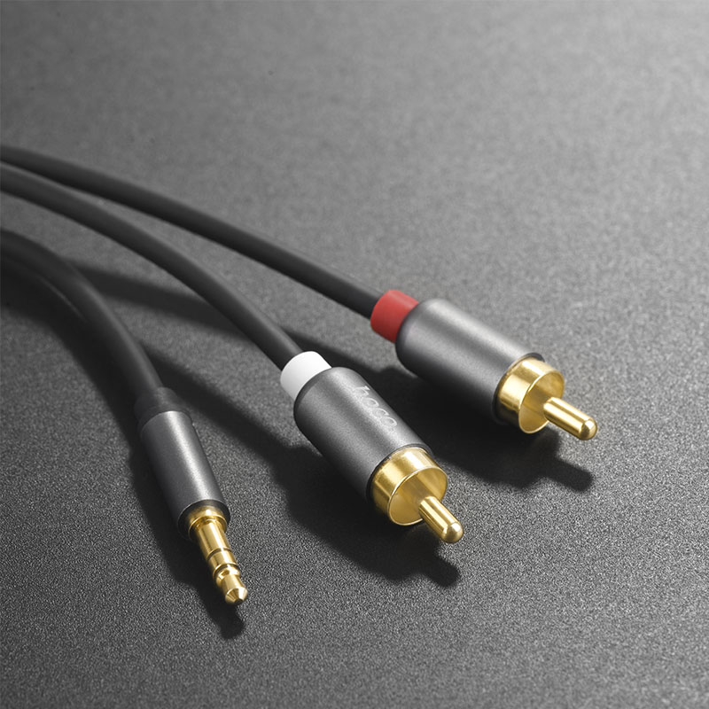 Аудио-кабель HOCO UPA10 AUX Jack 3.5 - 2RCA тюльпаны 1.5м серый металик Аудио-кабель HOCO UPA10 AUX Jack 3.5 - 2RCA тюльпаны 1.5м серый металик