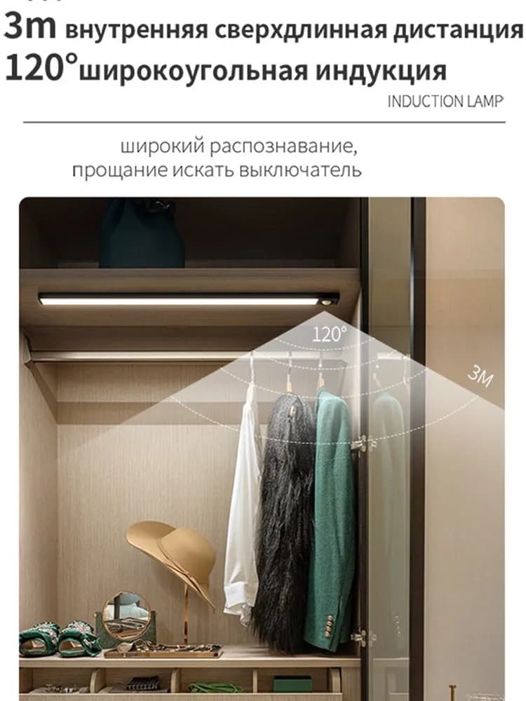 Беспроводной светильник с датчиком движения Yeelight Motion Sensor Closet Light A40 15.7d 2700K черный YLCG004