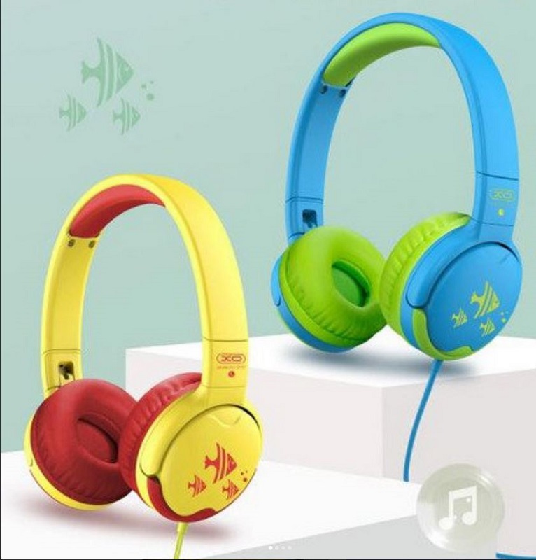 фото Наушники проводные накладные детские xomobile EP47 синие с зеленым