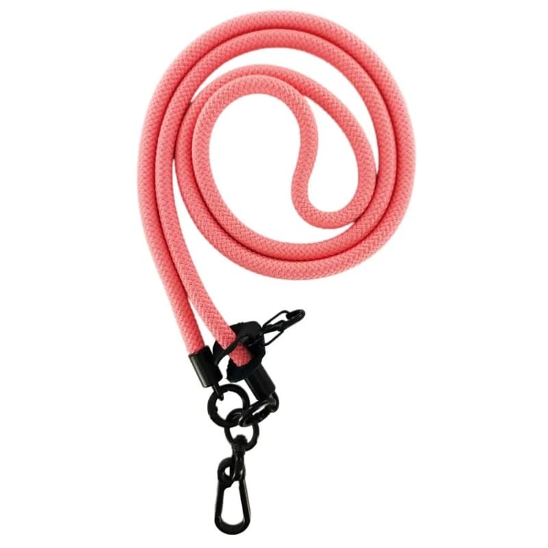 Шнурок держатель для телефона на шею с карабином 120см розовый