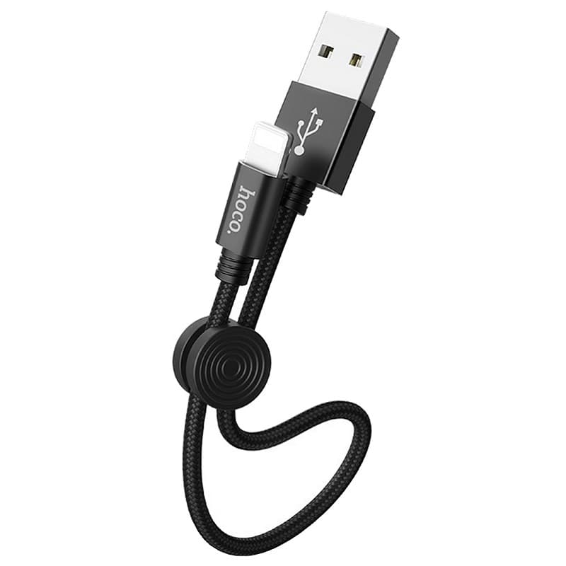 Кабель для зарядки iphone Lightning HOCO X35 25см 2.4А черный