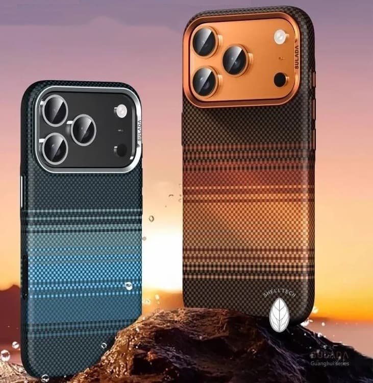 фото Чехол накладка для iphone 17 Pro (6.3) SULADA Glow пластик коричнево-оранжевый с магнитом для magsafe