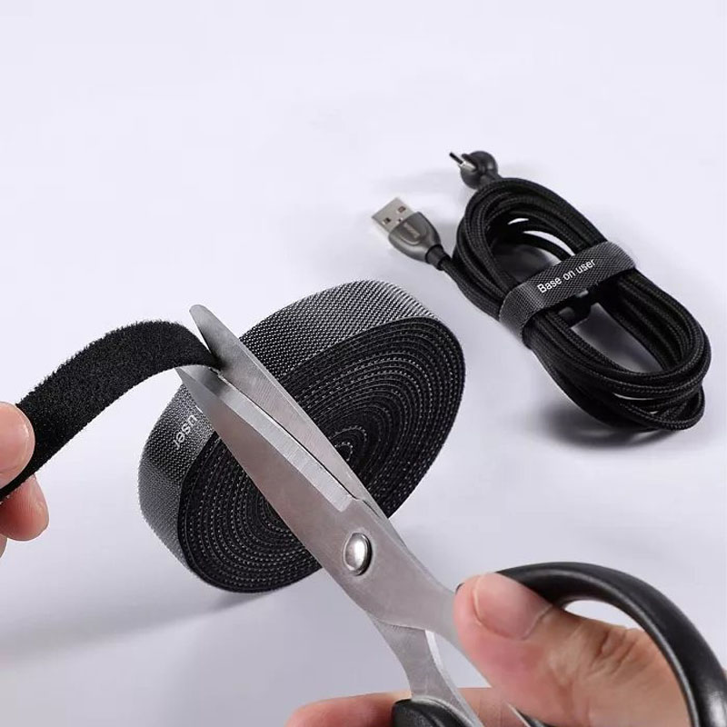 фото Органайзер лента-стяжка для проводов на липучке 1м Baseus ACMGT-E01 черный