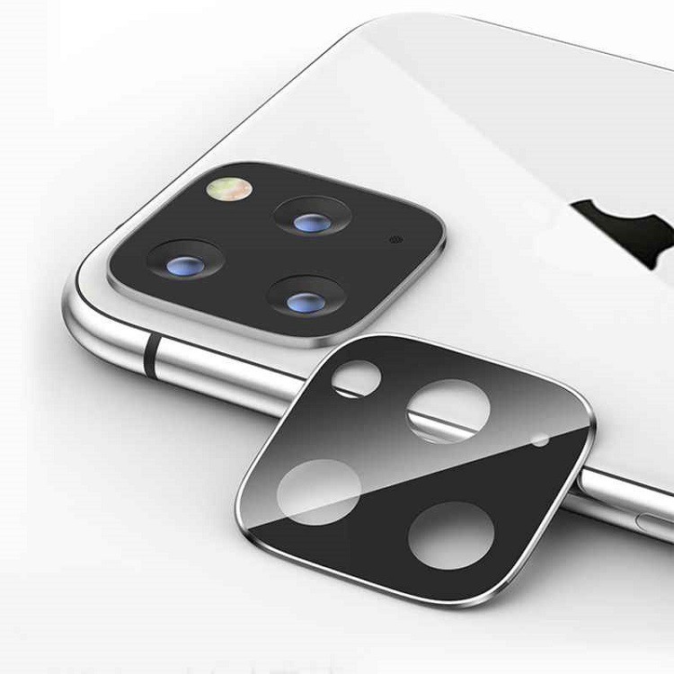 фото Защитное стекло на камеру для iphone 11 Pro/11 Pro Max HOCO A18 3D с металлической рамкой серебро