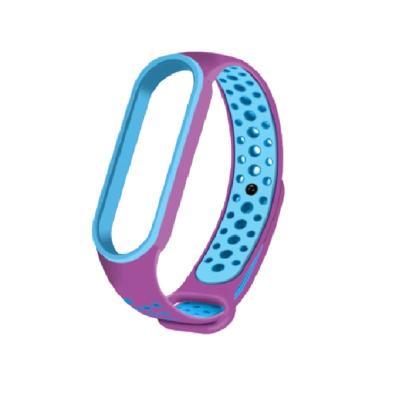 Ремешок для Mi Band 5/Mi Band 6/Mi Band 7 Sport фиолетово-голубой с голубым ободком 