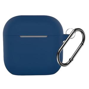 Чехол для наушников 4 с карабином силикон темно-синий