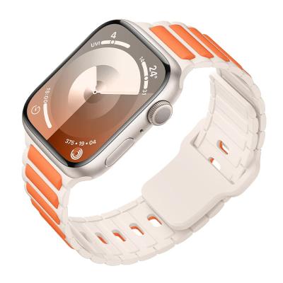 Ремешок для Apple Watch 42/44/45/49mm HOCO WA31 Flexible series two-color силикон бежево-оранжевый (starlight with orange)