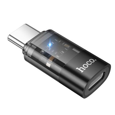 Адаптер переходник с Type-C USB на Lightning HOCO UA36D 3A прозрачный черный