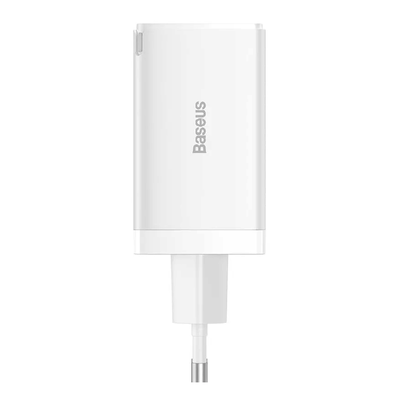 фото Сетевое зарядное устройство + кабель Type-C to Type-C Baseus GaN5 Pro USB+USB-Сx2 65W белое CCGP120202