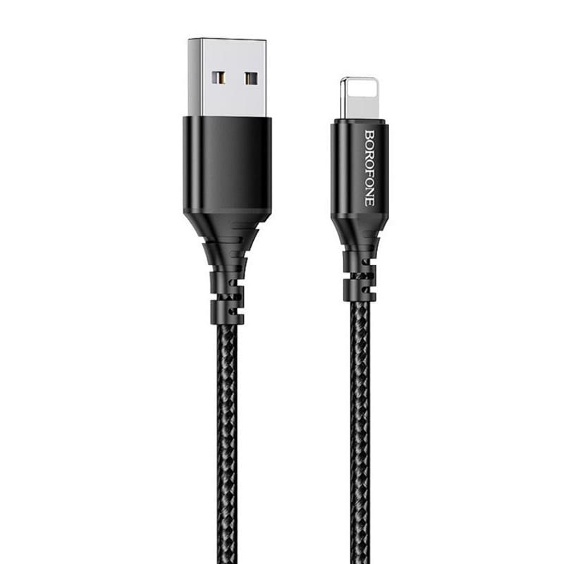 Кабель для зарядки iphone Lightning Borofone BX54 плетеный черный Кабель для зарядки iphone Lightning Borofone BX54 плетеный черный