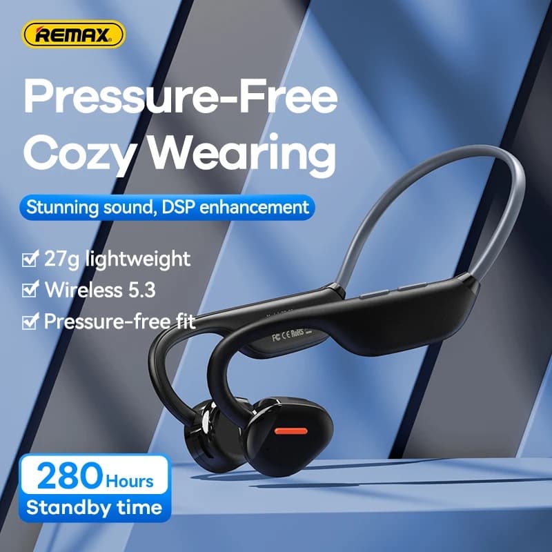 Изображение Наушники Bluetooth Remax RB-S8 костная проводимость черные фото Наушники Bluetooth Remax RB-S8 костная проводимость черные
