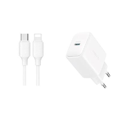 Сетевое зарядное устройство + кабель для iphone Lightning to Type-C Joyroom JR-TCF20EU PD 20W QC3.0 1м белый