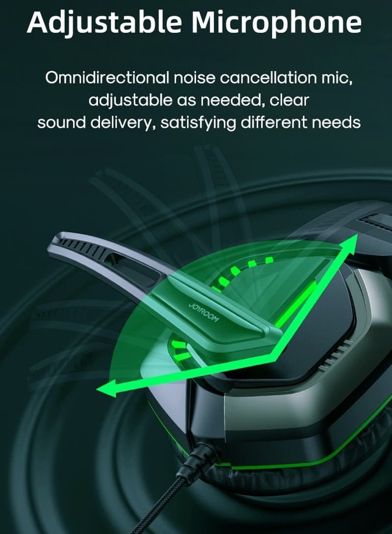 фото Наушники проводные накладные игровые Joyroom JR-HG1 Gaming черные с зеленым 