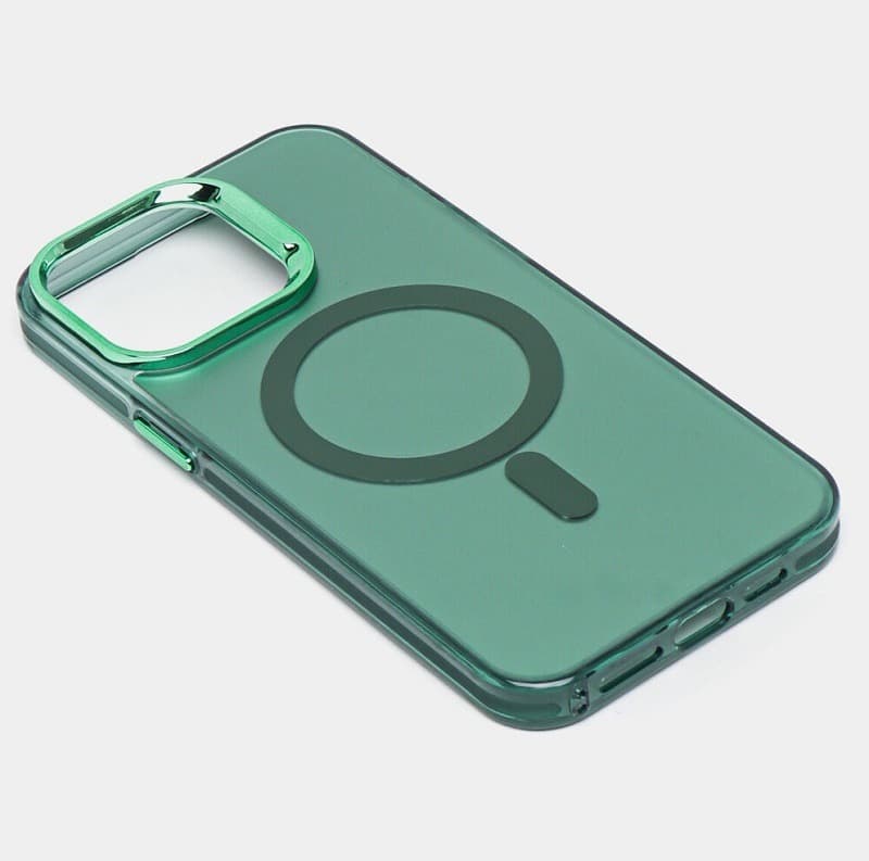 фото Чехол накладка для iphone 16 Pro Max (6.9) Magnetic силикон+пластик с магнитом для magsafe зеленая