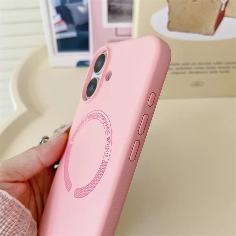 фото Чехол накладка для iphone 16 Pro Max (6.9) soft силикон+пластик с магнитом для magsafe и защитой камеры чернично-серая